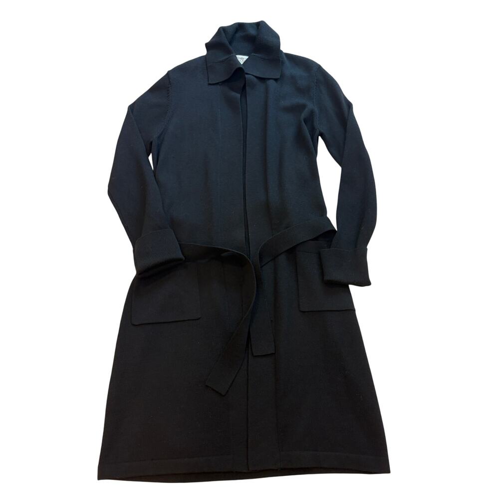 Jones New York Vintage Black Wool Belted Duster Jacket Small